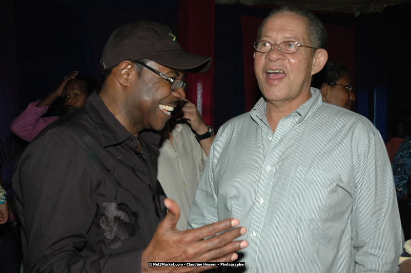 The Hon. Orette Bruce Goldwin, M.P., Prime Minister of Jamaica, Minister of Tourism, Hon. Edmund Bartlett, and Director of Tourism, Basil Smith at the Air Jamaica Jazz and Blues Festival 2008 The Art of Music - Thrusday, January 24, 2008 - Air Jamaica Jazz & Blues 2008 The Art of Music venue at the Aqaueduct on Rose Hall Resort & Counrty Club, Montego Bay, St. James, Jamaica W.I. - Thursday, January 24 - Saturday, January 26, 2008 - Photographs by Net2Market.com - Claudine Housen & Barry J. Hough Sr, Photographers - Negril Travel Guide, Negril Jamaica WI - http://www.negriltravelguide.com - info@negriltravelguide.com...!