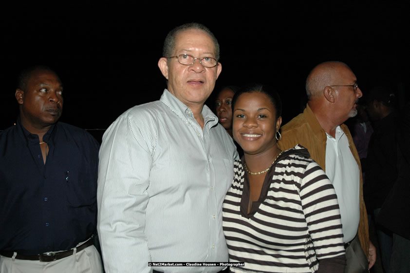 The Hon. Orette Bruce Goldwin, M.P., Prime Minister of Jamaica, Minister of Tourism, Hon. Edmund Bartlett, and Director of Tourism, Basil Smith at the Air Jamaica Jazz and Blues Festival 2008 The Art of Music - Thrusday, January 24, 2008 - Air Jamaica Jazz & Blues 2008 The Art of Music venue at the Aqaueduct on Rose Hall Resort & Counrty Club, Montego Bay, St. James, Jamaica W.I. - Thursday, January 24 - Saturday, January 26, 2008 - Photographs by Net2Market.com - Claudine Housen & Barry J. Hough Sr, Photographers - Negril Travel Guide, Negril Jamaica WI - http://www.negriltravelguide.com - info@negriltravelguide.com...!