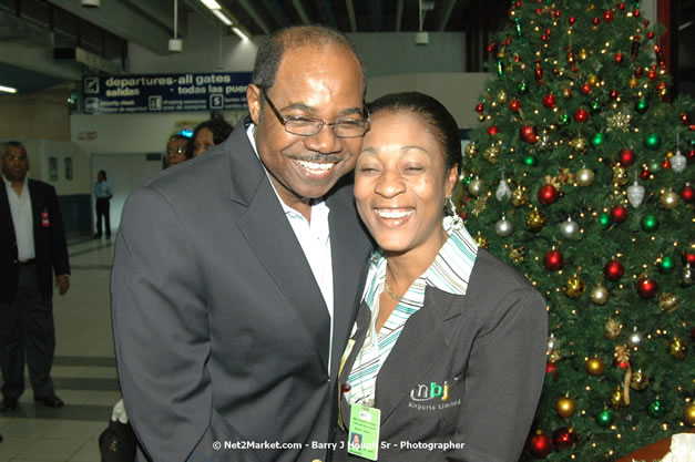 Minister of Tourism, Hon. Edmund Bartlett - Director of Tourism, Basil Smith, and Mayor of Montego Bay, Councilor Charles Sinclair Launch of Winter Tourism Season at Sangster International Airport, Saturday, December 15, 2007 - Sangster International Airport - MBJ Airports Limited, Montego Bay, Jamaica W.I. - Photographs by Net2Market.com - Barry J. Hough Sr, Photographer - Negril Travel Guide, Negril Jamaica WI - http://www.negriltravelguide.com - info@negriltravelguide.com...!