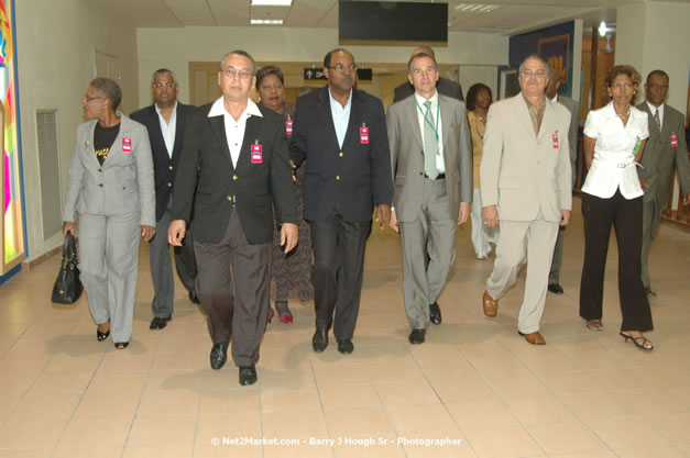 Minister of Tourism, Hon. Edmund Bartlett - Director of Tourism, Basil Smith, and Mayor of Montego Bay, Councillor Charles Sinclair Launch of Winter Tourism Season at Sangster International Airport, Saturday, December 15, 2007 - Sangster International Airport - MBJ Airports Limited, Montego Bay, Jamaica W.I. - Photographs by Net2Market.com - Barry J. Hough Sr, Photographer - Negril Travel Guide, Negril Jamaica WI - http://www.negriltravelguide.com - info@negriltravelguide.com...!