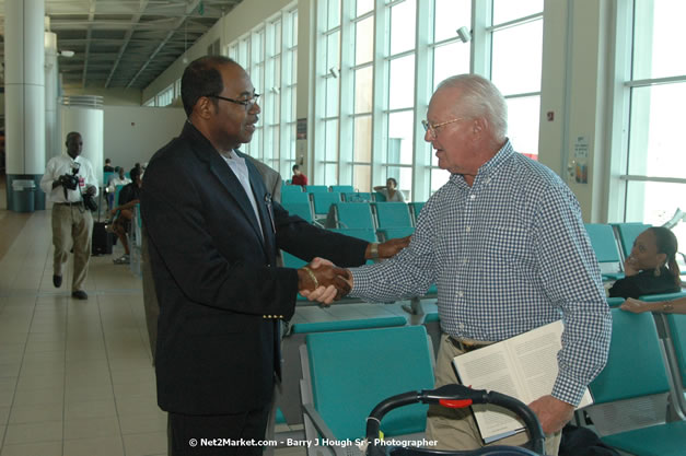 Minister of Tourism, Hon. Edmund Bartlett - Director of Tourism, Basil Smith, and Mayor of Montego Bay, Councillor Charles Sinclair Launch of Winter Tourism Season at Sangster International Airport, Saturday, December 15, 2007 - Sangster International Airport - MBJ Airports Limited, Montego Bay, Jamaica W.I. - Photographs by Net2Market.com - Barry J. Hough Sr, Photographer - Negril Travel Guide, Negril Jamaica WI - http://www.negriltravelguide.com - info@negriltravelguide.com...!