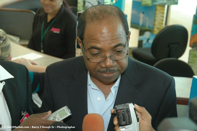 Minister of Tourism, Hon. Edmund Bartlett - Director of Tourism, Basil Smith, and Mayor of Montego Bay, Councillor Charles Sinclair Launch of Winter Tourism Season at Sangster International Airport, Saturday, December 15, 2007 - Sangster International Airport - MBJ Airports Limited, Montego Bay, Jamaica W.I. - Photographs by Net2Market.com - Barry J. Hough Sr, Photographer - Negril Travel Guide, Negril Jamaica WI - http://www.negriltravelguide.com - info@negriltravelguide.com...!