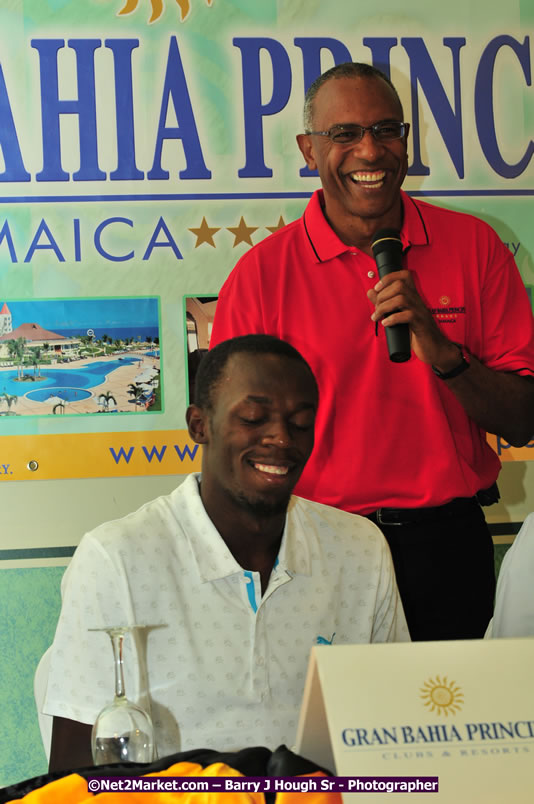 Usain Bolt of Jamaica - The Fastest Man In The World  - Usain Bolt Homecoming Celebrations - Press Conference at the Grand Bahia Principe &amp; Sherwood Content - Waldensia Primary School - Photographs by Net2Market.com - Barry J. Hough Sr. Photojournalist/Photograper - Photographs taken with a Nikon D300 - Negril Travel Guide, Negril Jamaica WI - http://www.negriltravelguide.com - info@negriltravelguide.com...!