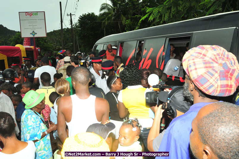 Usain Bolt of Jamaica - The Fastest Man In The World  - Usain Bolt Homecoming Celebrations - Press Conference at the Grand Bahia Principe &amp; Sherwood Content - Waldensia Primary School - Photographs by Net2Market.com - Barry J. Hough Sr. Photojournalist/Photograper - Photographs taken with a Nikon D300 - Negril Travel Guide, Negril Jamaica WI - http://www.negriltravelguide.com - info@negriltravelguide.com...!